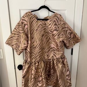 ASOS Pink and Gold Zebra Print Midi Dress